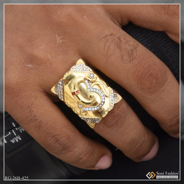 Showroom of 916 gold om design ring for men | Jewelxy - 228948